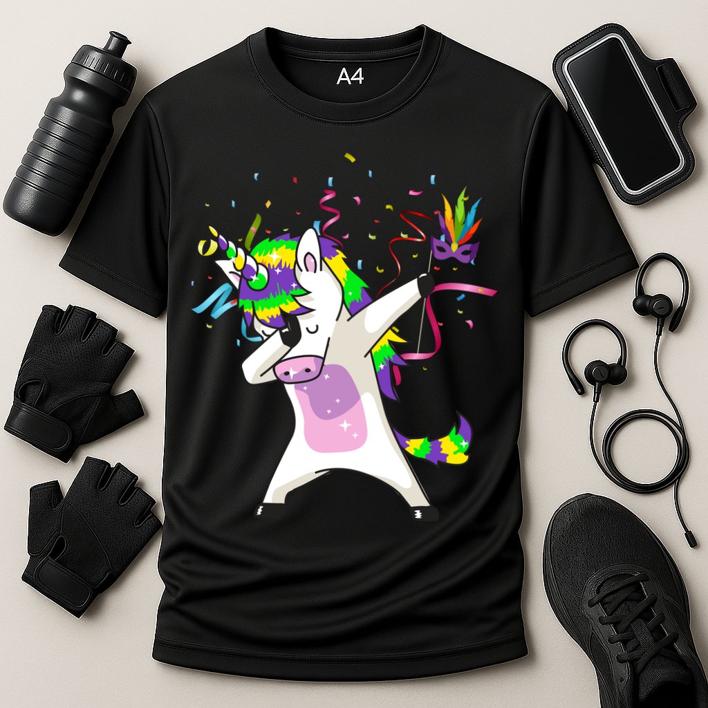 Mardi Gras Unicorn Celebration Cooling Performance Crew T-Shirt