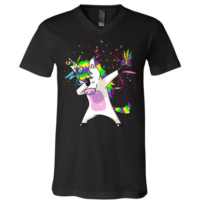 Mardi Gras Unicorn Celebration V-Neck T-Shirt