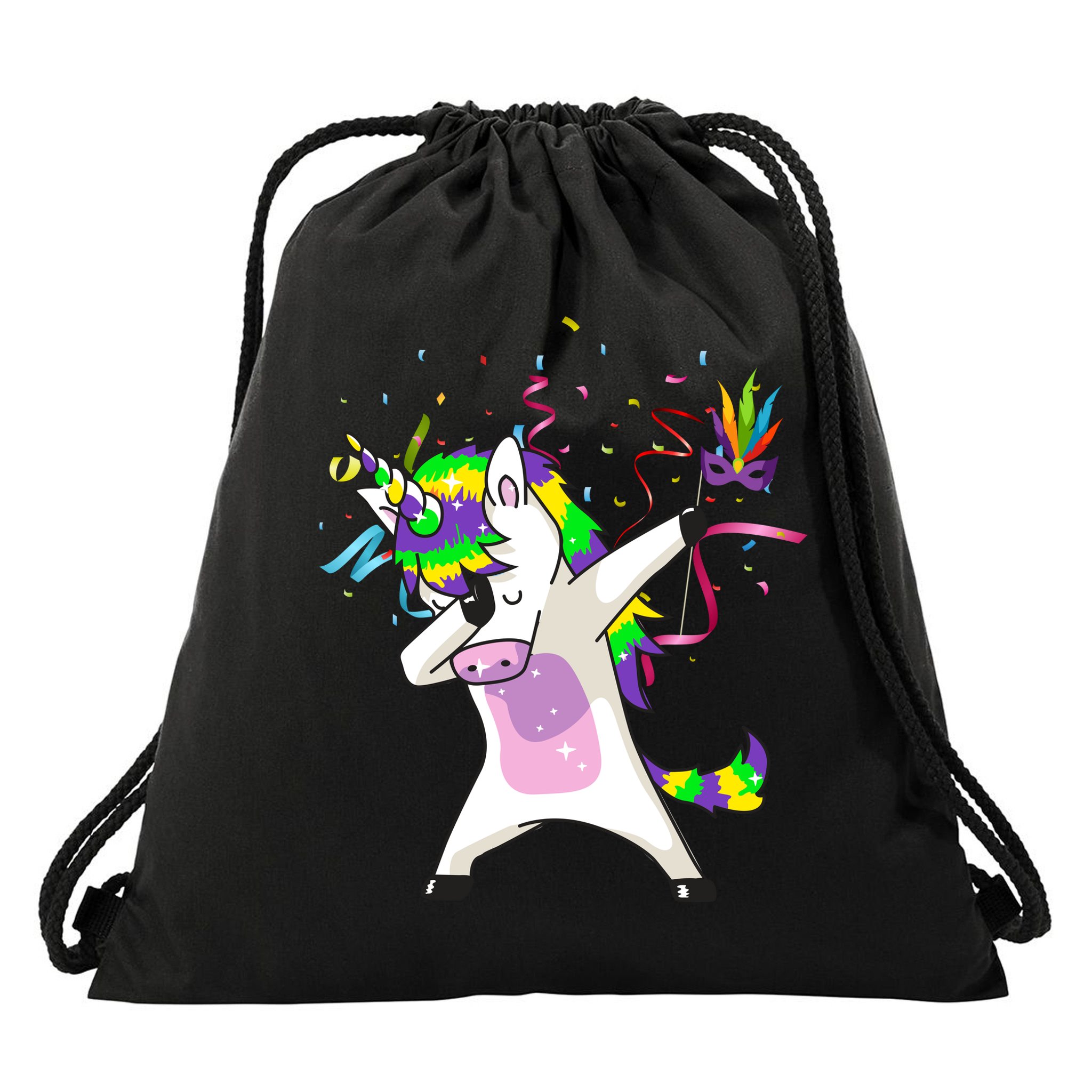 Mardi Gras Unicorn Celebration Drawstring Bag