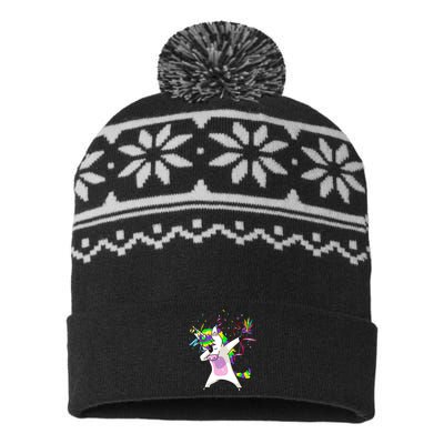 Mardi Gras Unicorn Celebration USA-Made Snowflake Beanie