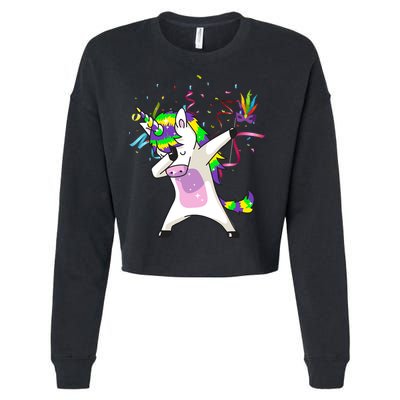 Mardi Gras Unicorn Celebration Cropped Pullover Crew