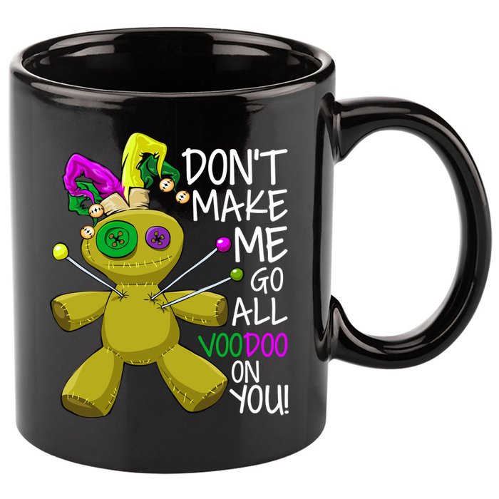 Mardi Gras Voodoo Doll 11oz C Handle Ceramic Mug