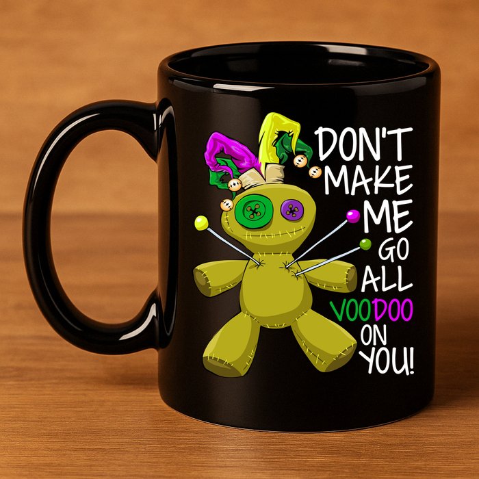 Mardi Gras Voodoo Doll 11oz C Handle Ceramic Mug