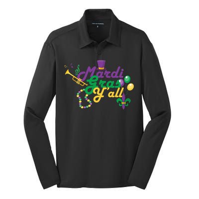 Mardi Gras Y'all Silk Touch Performance Long Sleeve Polo