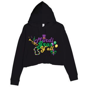 Mardi Gras Y'all Crop Fleece Hoodie