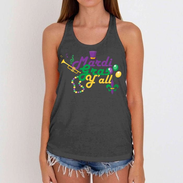 Mardi Gras Y'all Women's Knotted Racerback Tank