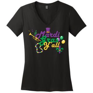 Mardi Gras Y'all Women's V-Neck T-Shirt