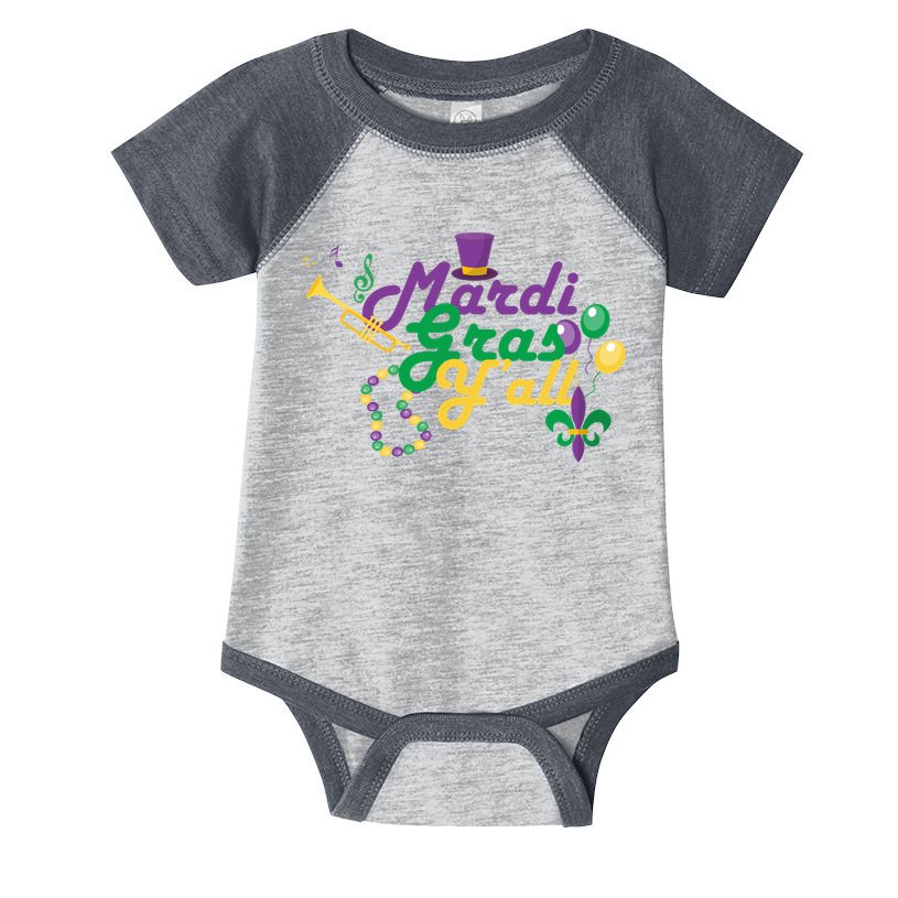 Mardi Gras Y'all Infant Baby Jersey Bodysuit