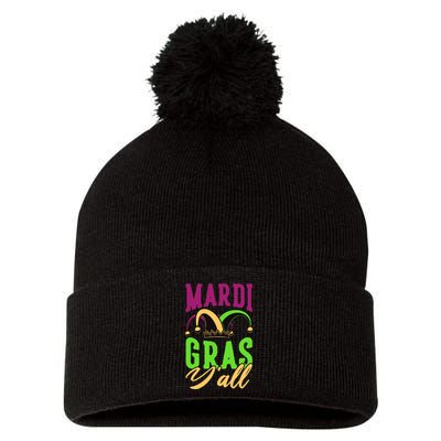 Mardi Gras Y'all Cute Pom Pom 12in Knit Beanie