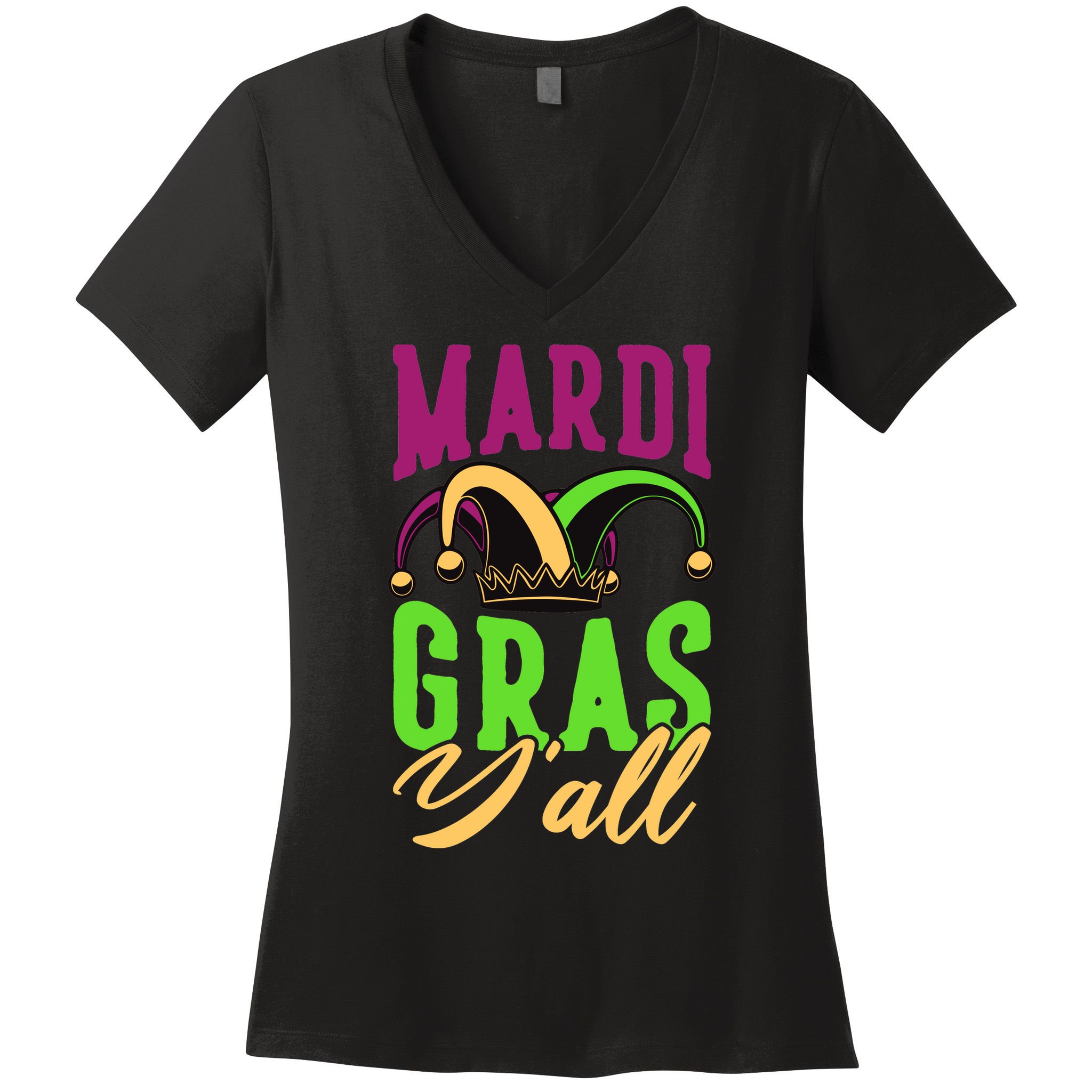 Mardi Gras Y'all Cute Women's V-Neck T-Shirt