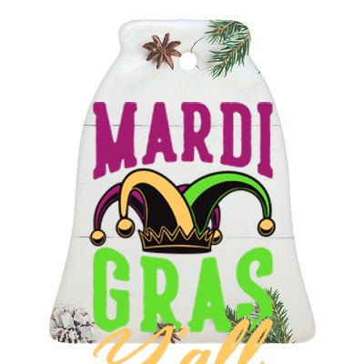 Mardi Gras Y'all Cute Ceramic Bell Ornament