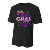 Mardi Gras Y'all New Orleans Party Youth Performance Sprint T-Shirt