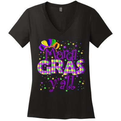 Mardi Gras Y'all New Orleans Party Women's V-Neck T-Shirt