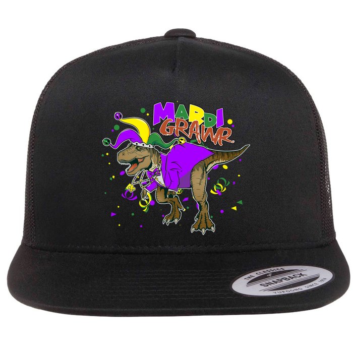 Mardi Grawr T-Rex Flat Bill Trucker Hat