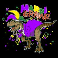 Mardi Grawr T-Rex Flat Bill Trucker Hat