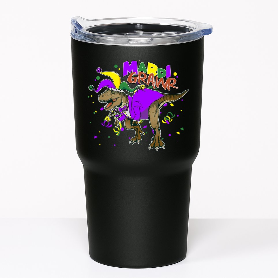 Mardi Grawr T-Rex Tumbler