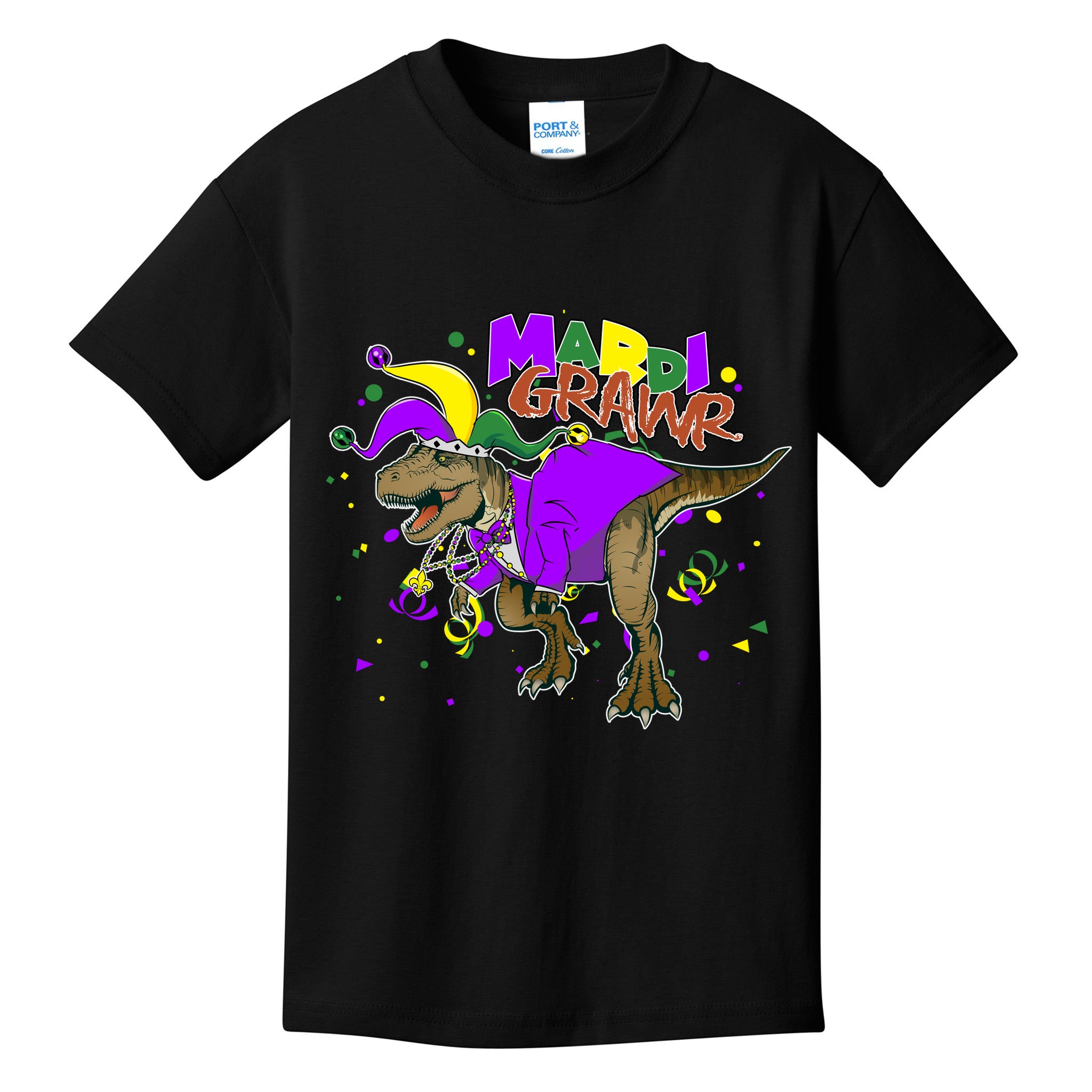 Mardi Grawr T-Rex Kids T-Shirt