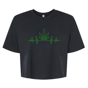 Marijuana Leaf Heartbeat Bella+Canvas Jersey Crop Tee