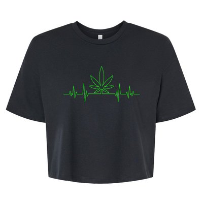 Marijuana Leaf Heartbeat Bella+Canvas Jersey Crop Tee