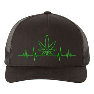 Marijuana Leaf Heartbeat Yupoong Adult 5-Panel Trucker Hat