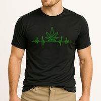 Marijuana Leaf Heartbeat Cooling Performance Crew T-Shirt
