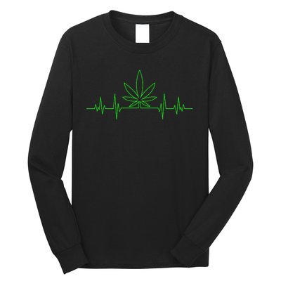 Marijuana Leaf Heartbeat Long Sleeve Shirt