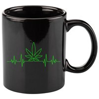 Marijuana Leaf Heartbeat 11oz C Handle Ceramic Mug