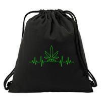 Marijuana Leaf Heartbeat Drawstring Bag