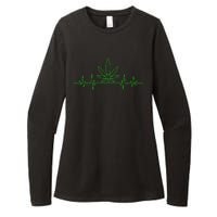 Marijuana Leaf Heartbeat Womens CVC Long Sleeve Shirt