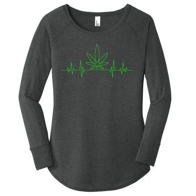 Marijuana Leaf Heartbeat Women's Perfect Tri Tunic Long Sleeve Shirt