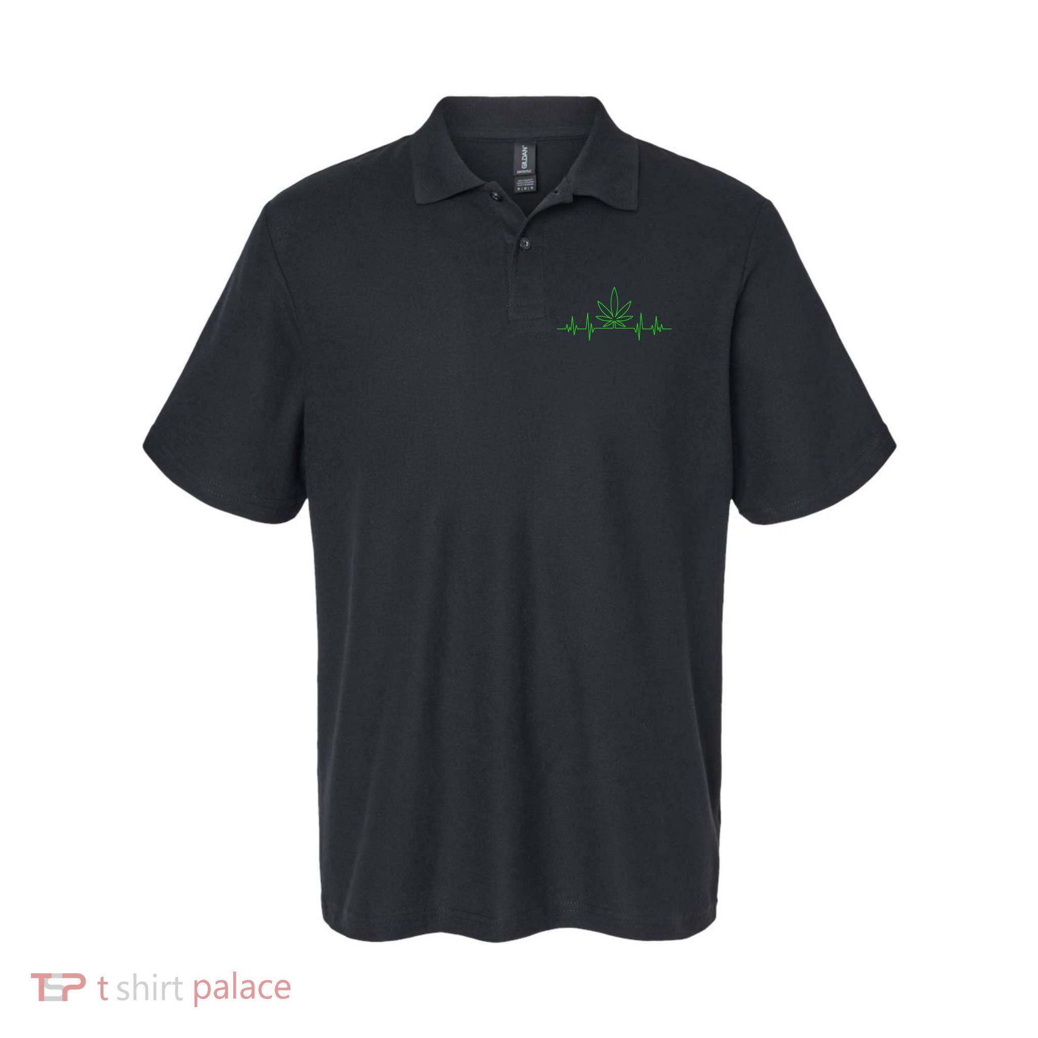 Marijuana Leaf Heartbeat Polo
