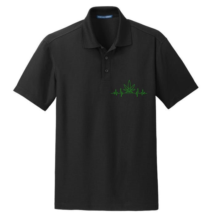 Marijuana Leaf Heartbeat Dry Zone Grid Polo