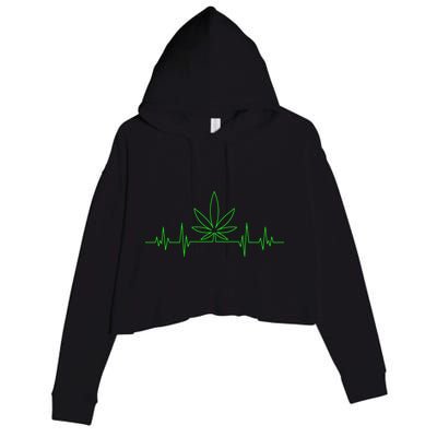 Marijuana Leaf Heartbeat Crop Fleece Hoodie