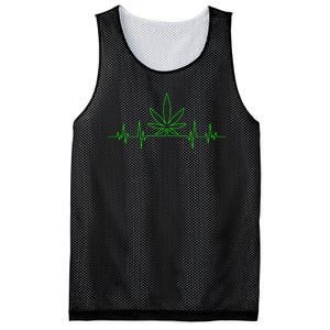 Marijuana Leaf Heartbeat Mesh Reversible Basketball Jersey Tank