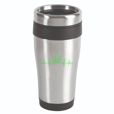Marijuana Leaf Heartbeat 16oz Travel Tumbler
