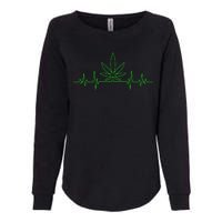 Marijuana Leaf Heartbeat Womens California Wash Sweatshirt