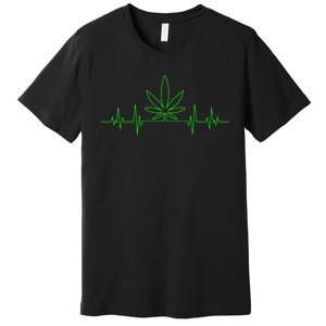 Marijuana Leaf Heartbeat Premium T-Shirt