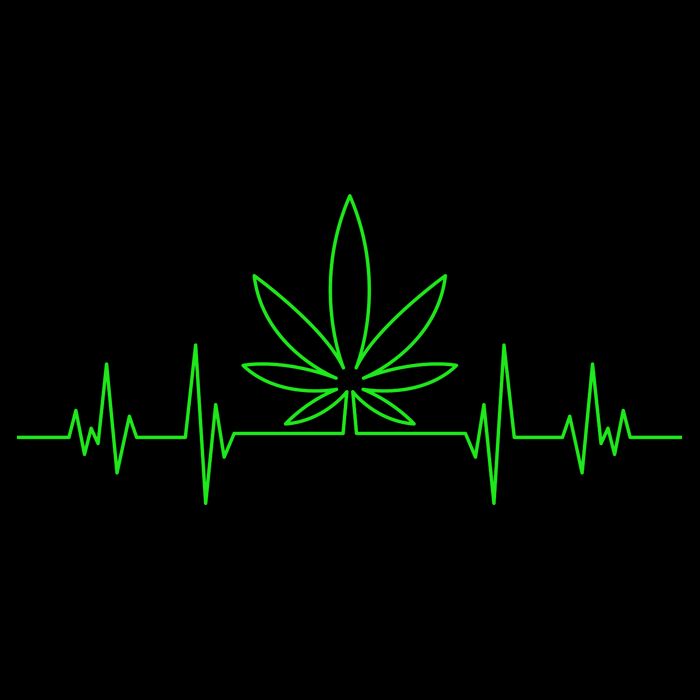 Marijuana Leaf Heartbeat Sustainable Knit Beanie
