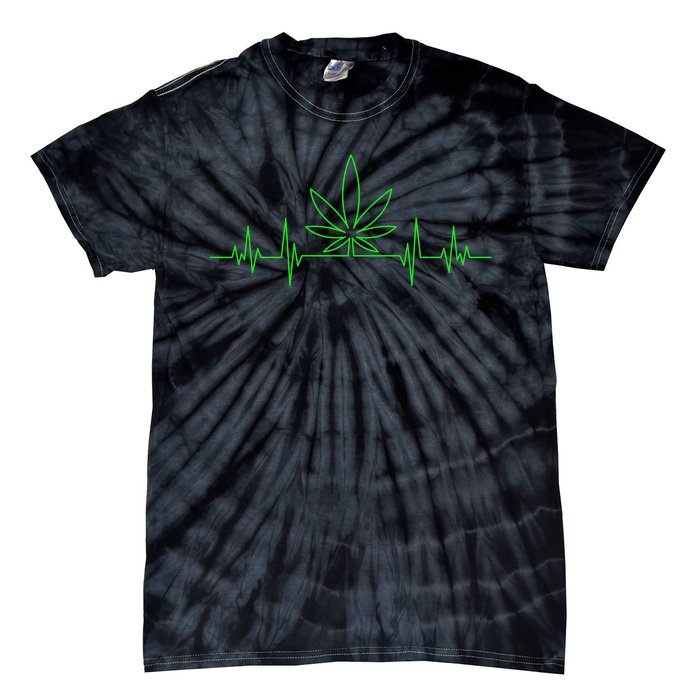 Marijuana Leaf Heartbeat Tie-Dye T-Shirt