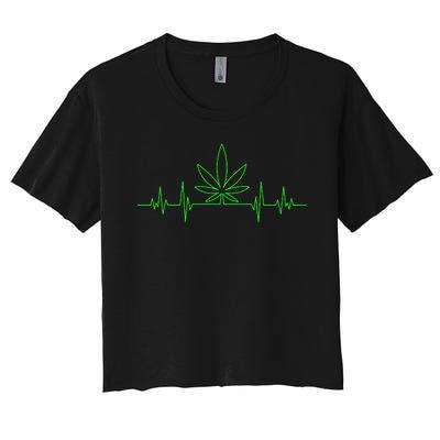 Marijuana Leaf Heartbeat Women's Crop Top Tee