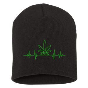 Marijuana Leaf Heartbeat Short Acrylic Beanie