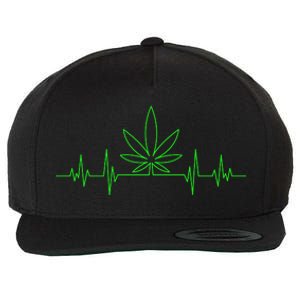 Marijuana Leaf Heartbeat Wool Snapback Cap