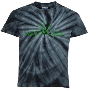 Marijuana Leaf Heartbeat Kids Tie-Dye T-Shirt