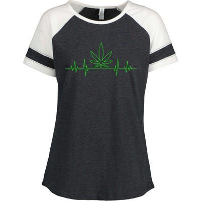 Marijuana Leaf Heartbeat Enza Ladies Jersey Colorblock Tee