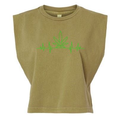 Marijuana Leaf Heartbeat Garment-Dyed Women's Muscle Tee