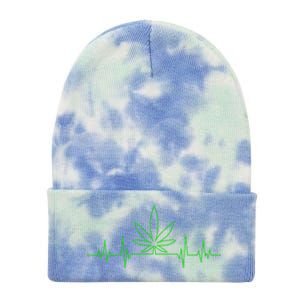 Marijuana Leaf Heartbeat Tie Dye 12in Knit Beanie