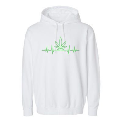 Marijuana Leaf Heartbeat Garment-Dyed Fleece Hoodie