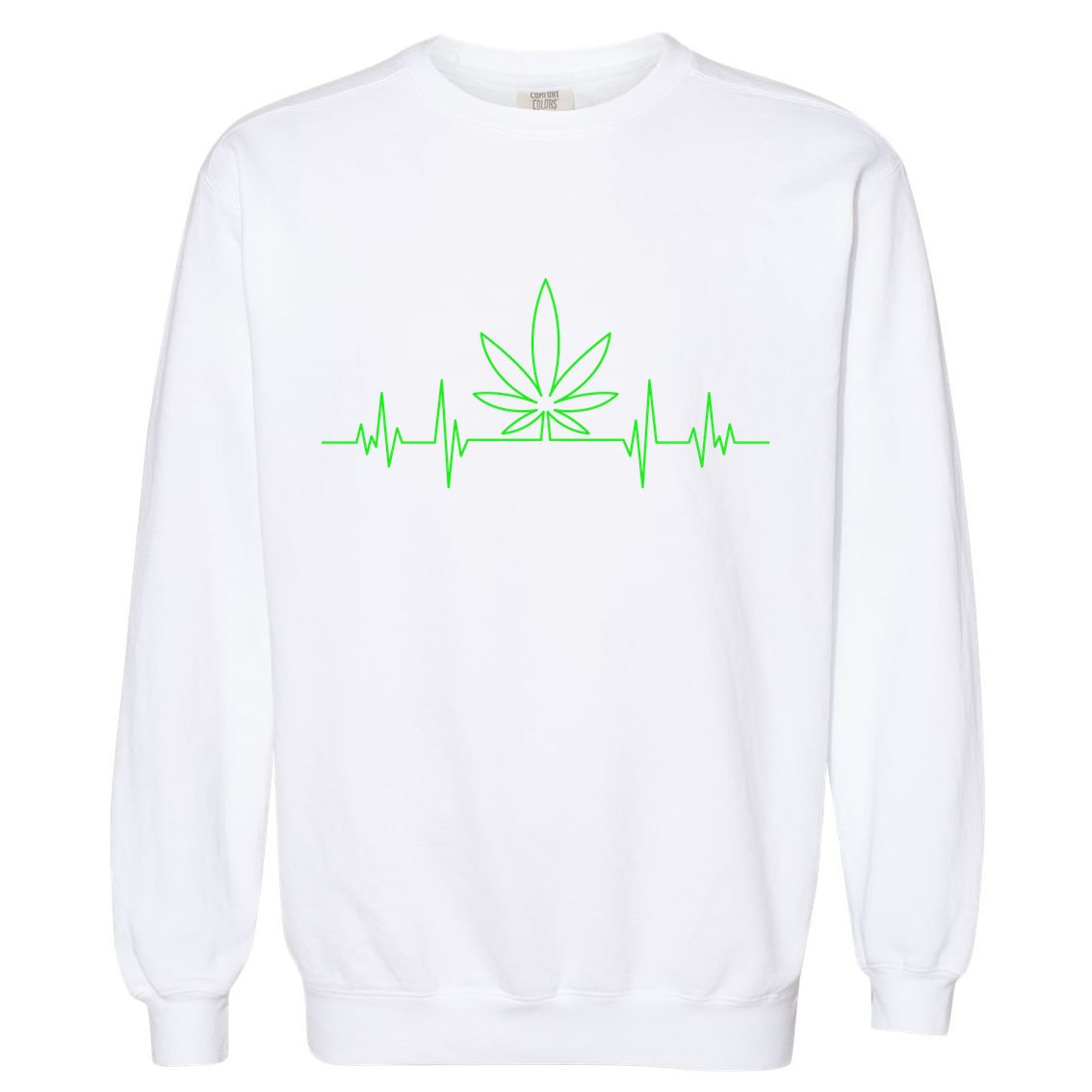 Marijuana Leaf Heartbeat Garment-Dyed Sweatshirt