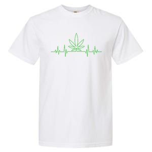 Marijuana Leaf Heartbeat Garment-Dyed Heavyweight T-Shirt