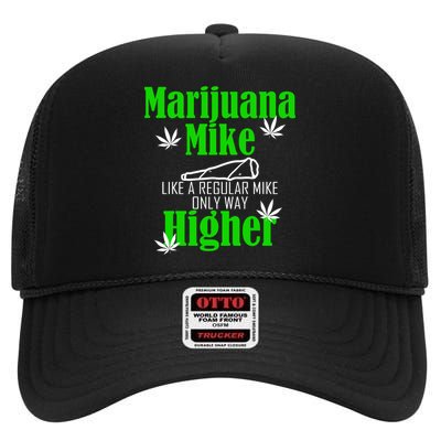 Marijuana Mike Funny Weed 420 Cannabis High Crown Mesh Back Trucker Hat